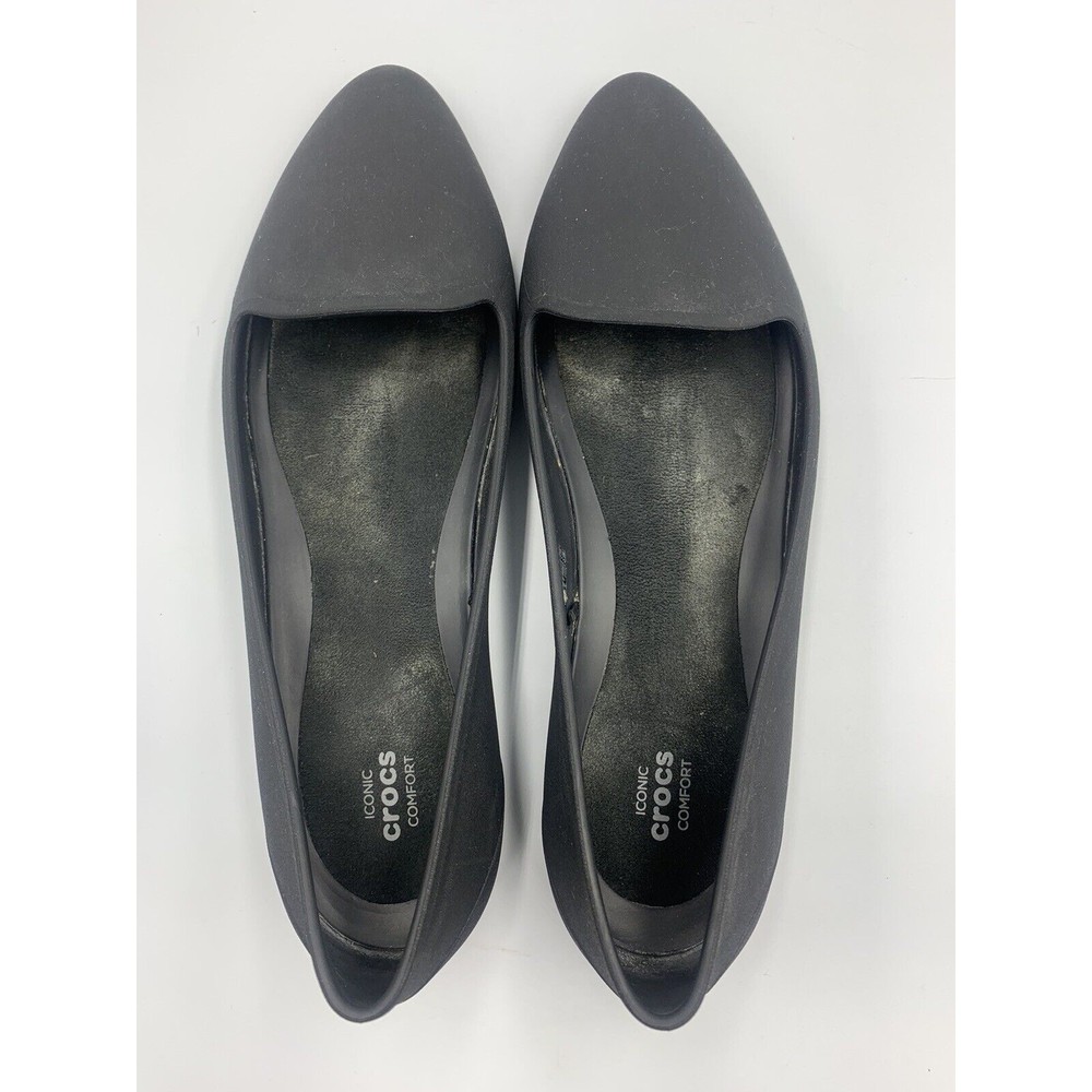 CROCS Eve Iconic ballet flats comfort pointed toe Slip on Black Women's 11 - Picture 5 of 8